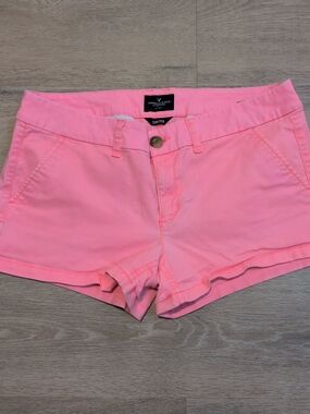 American Eagle Outfitters Pink Stretch Jean Shorts Vintage Y2k Low Rise Neon